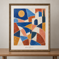 Framed Mediterranean Mosaic on Minimalist Desk
