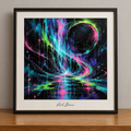 Pointillist constellation in a gallery frame