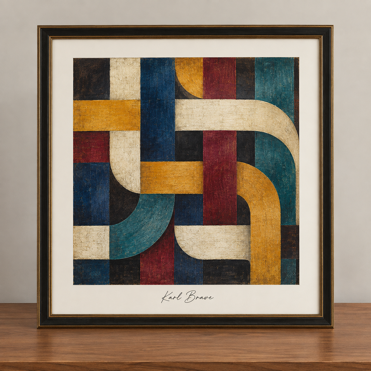 Monochrome relief, signed Karl Brave