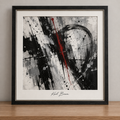 Monochrome gestures, one crimson stroke
