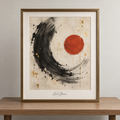 Vermilion Zen Circle and Charcoal Sweep